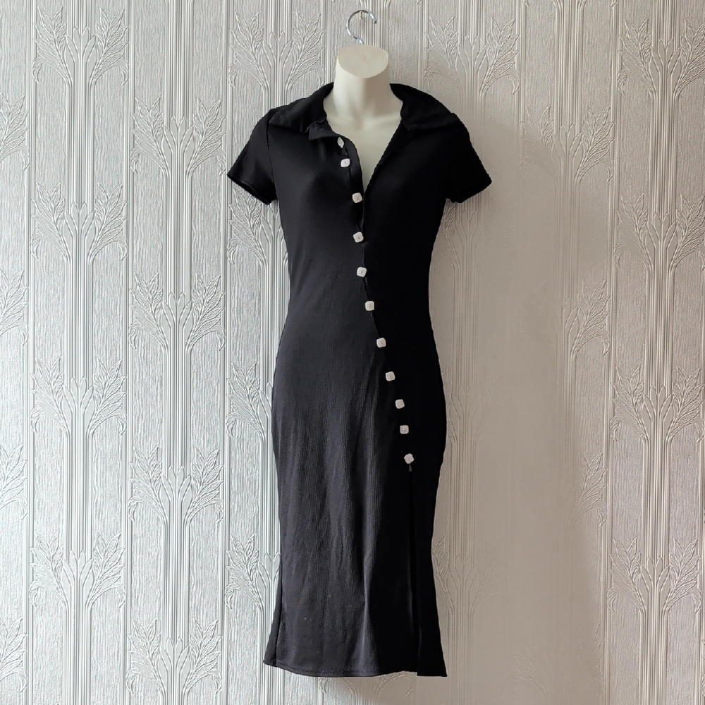 Chic Black Button-Down Dress